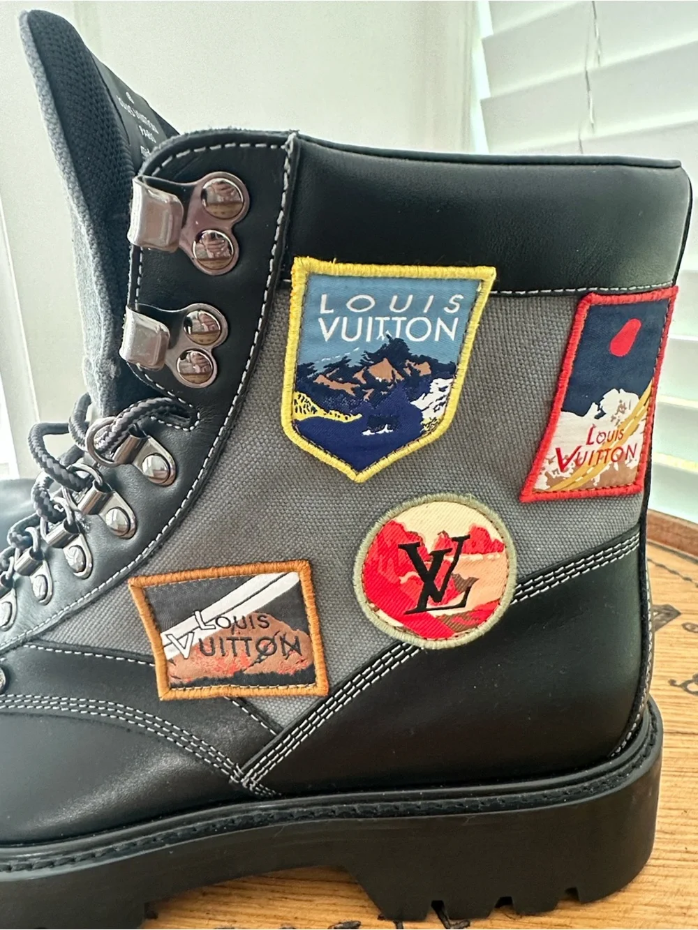 Authentic Louis Vuitton Oberkampf patch work Boots